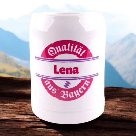 Kinderkrug "Qualität aus Bayern" mit Wunschname - meinherzschlag.de