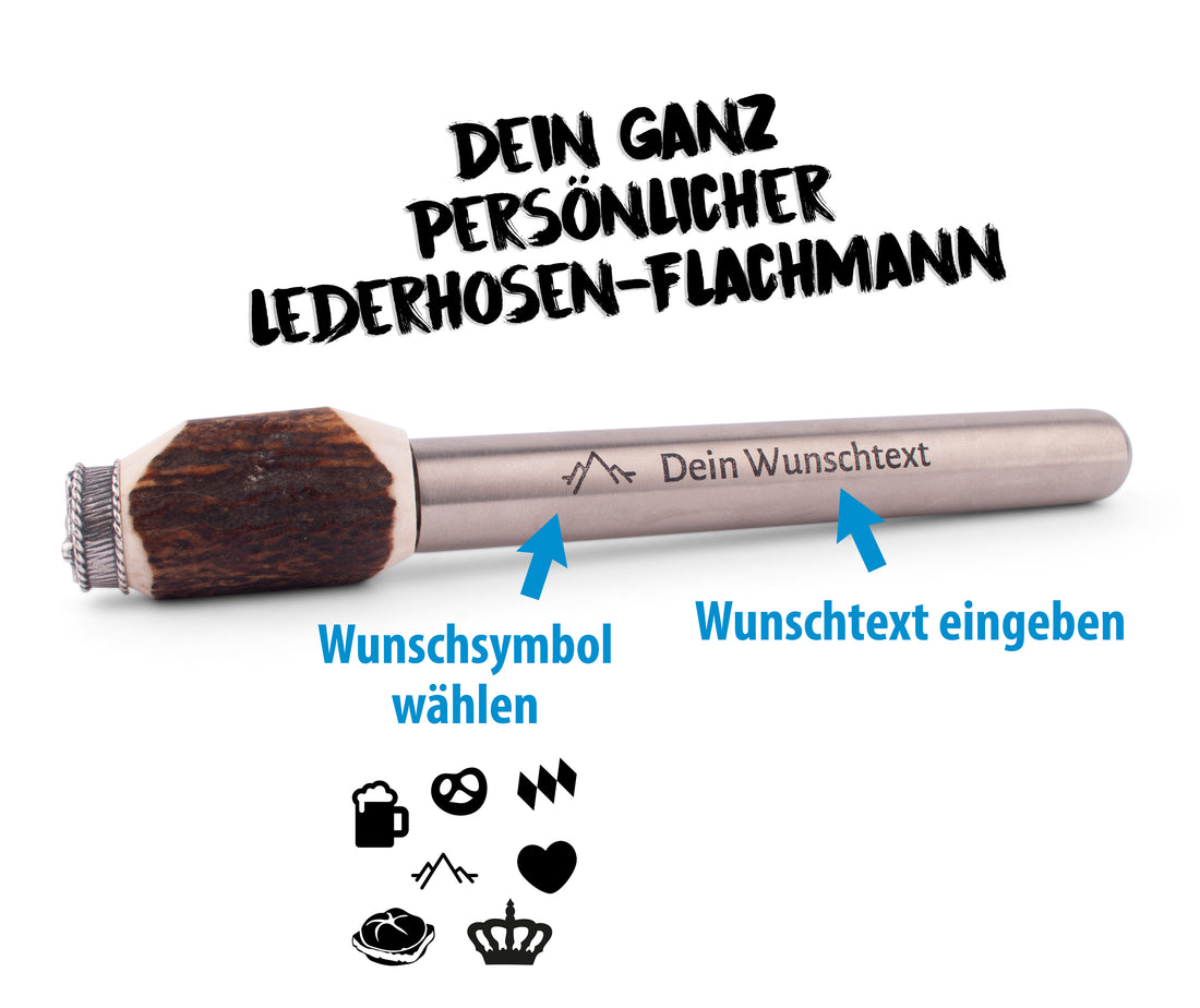 Hirschhorn-Lederhosen-Flachmann &quot;Edelweiß&quot;