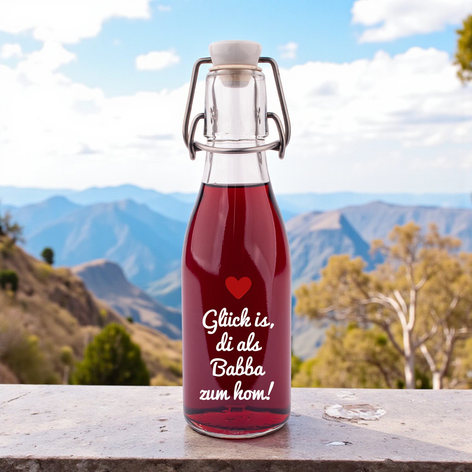 Likör &quot;Glück is, di als Babba zum hom!&quot;