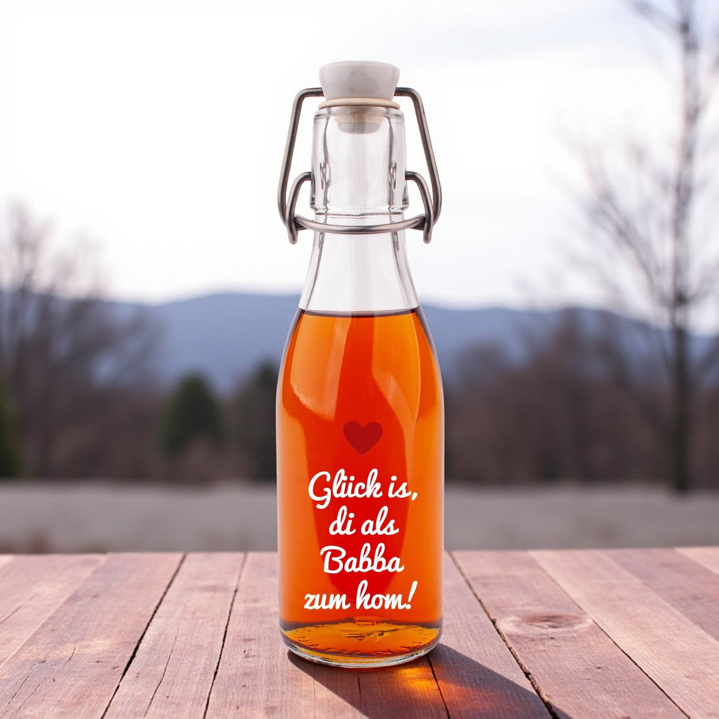 Likör/Schnaps "Glück is, di als Babba zum hom!" - meinherzschlag.de