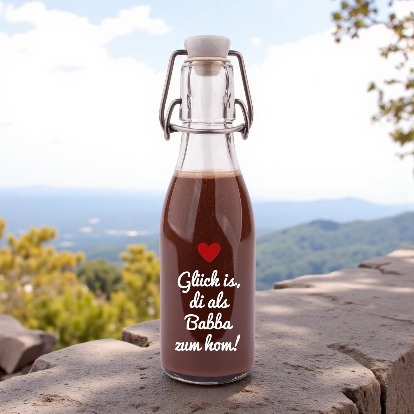 Likör/Schnaps "Glück is, di als Babba zum hom!" - meinherzschlag.de