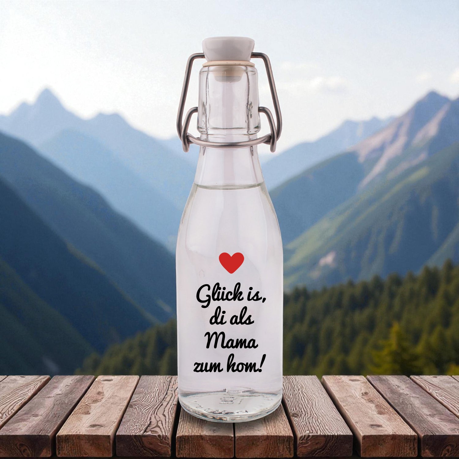 Likör/Schnaps &quot;Glück is, di als Mama zum hom!&quot;