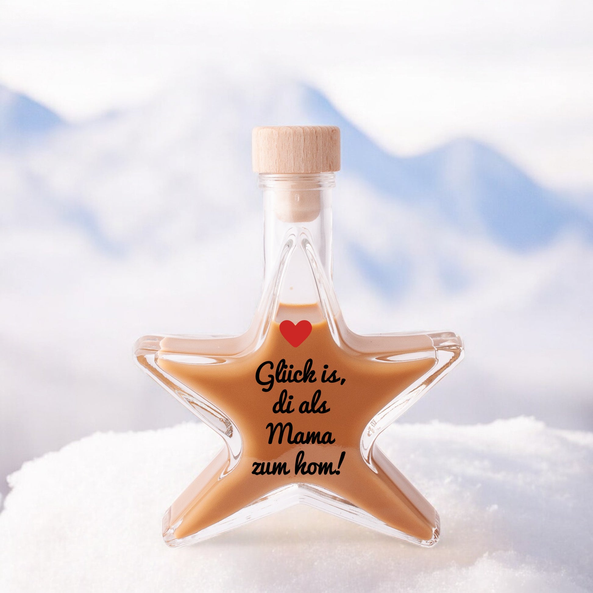 Weihnachtslikör "Glück is, di als Mama zum hom!" - meinherzschlag.de