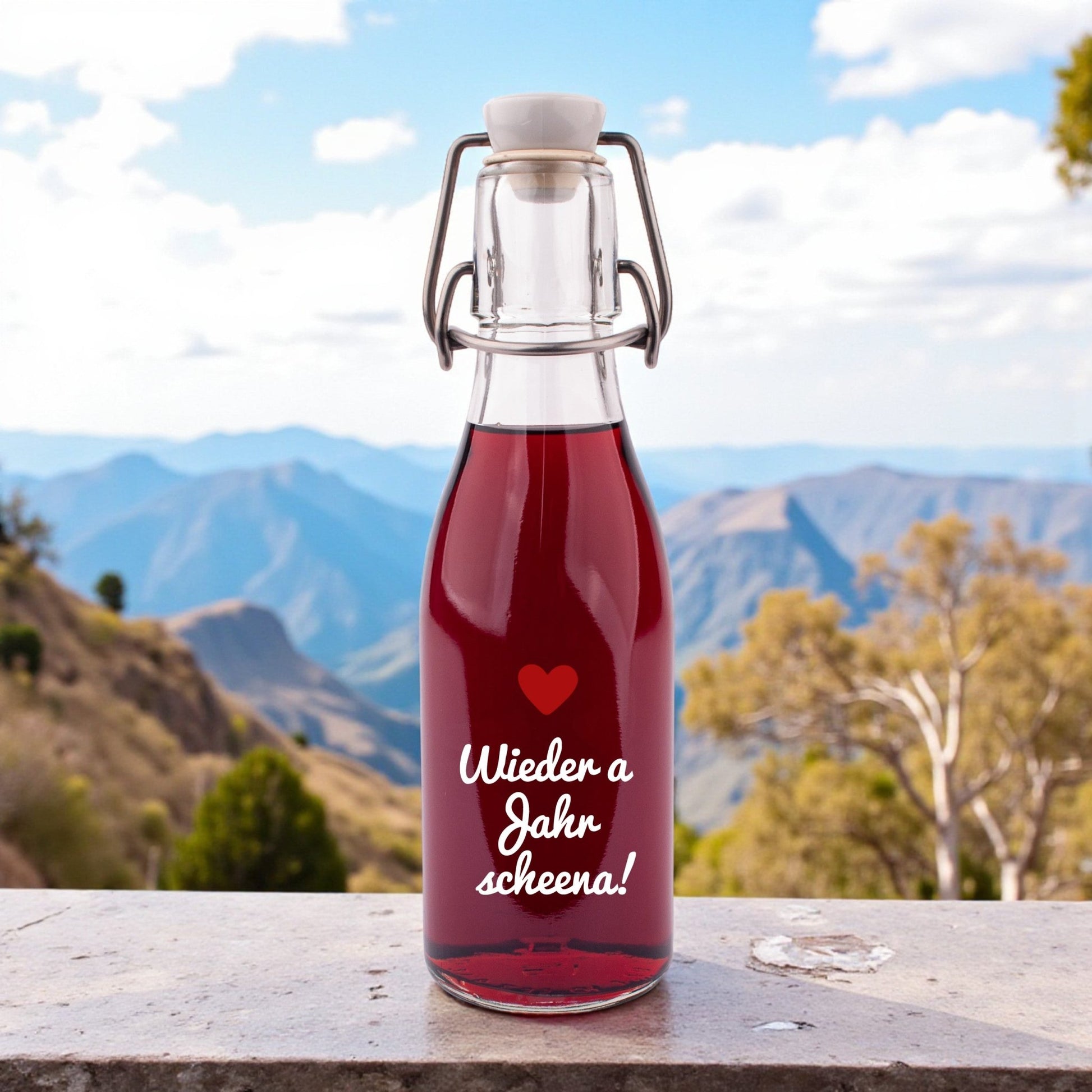 Likör/Schnaps "Wieder a Jahr scheena!" - meinherzschlag.de