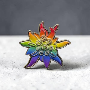 Ansteck-Pin "Regenbogen-Edelweiß"