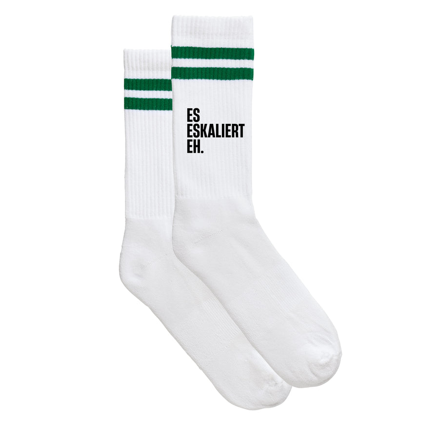 Sportsocken "Es eskaliert eh." von meinherzschlag – Produktbild 3 von 6.