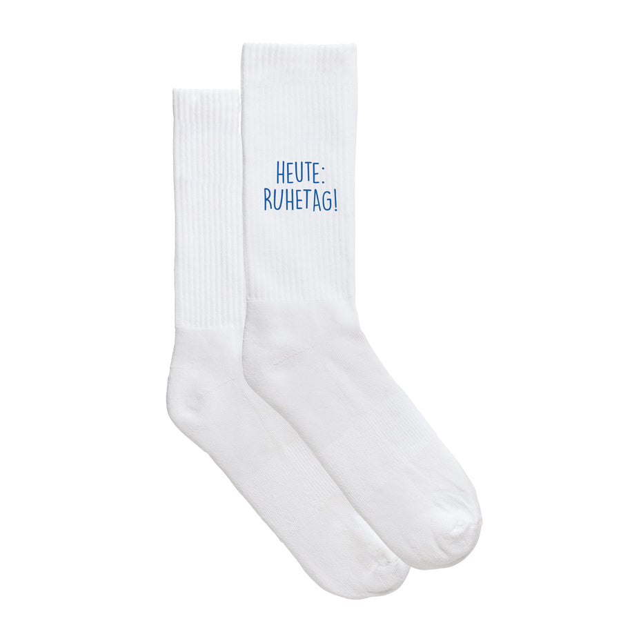 Sportsocken "Heute: Ruhetag!" von meinherzschlag – Produktbild 4 von 6.