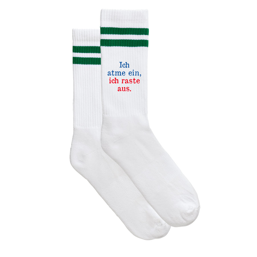 Sportsocken "Ich atme ein, ich raste aus." von meinherzschlag – Produktbild 3 von 6.