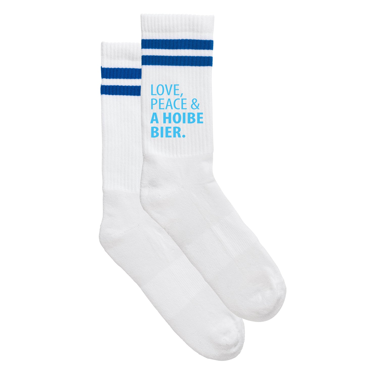Sportsocken "Love, Peace & A Hoibe Bier" - meinherzschlag.de