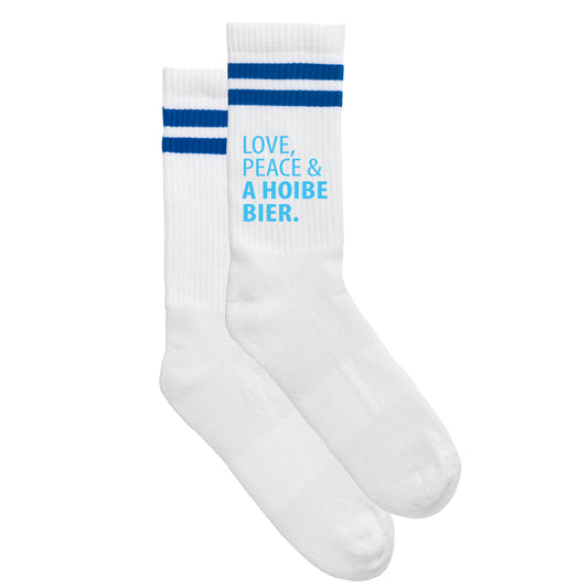Sportsocken "Love, Peace & A Hoibe Bier" - meinherzschlag.de