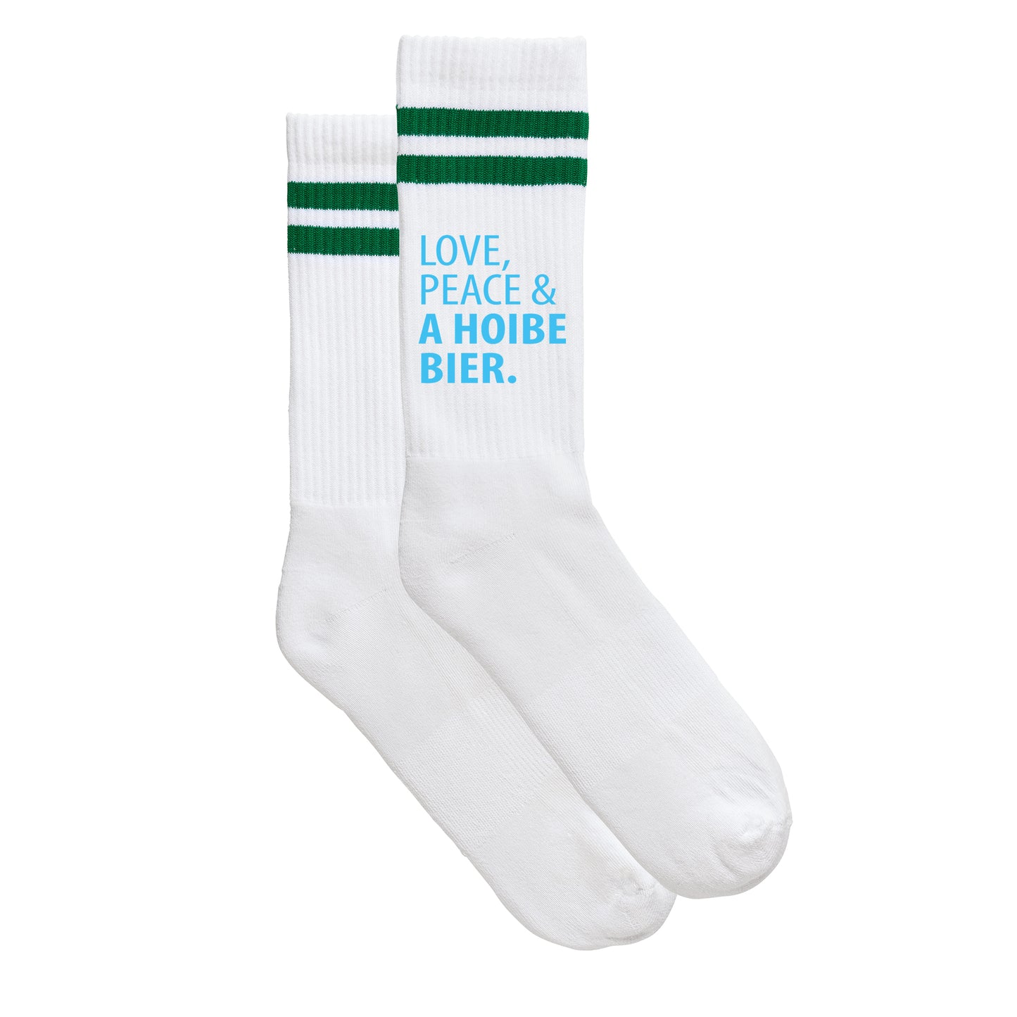 Sportsocken "Love, Peace & A Hoibe Bier" - meinherzschlag.de