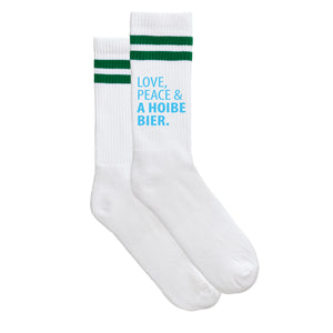 Sportsocken "Love, Peace & A Hoibe Bier" - meinherzschlag.de