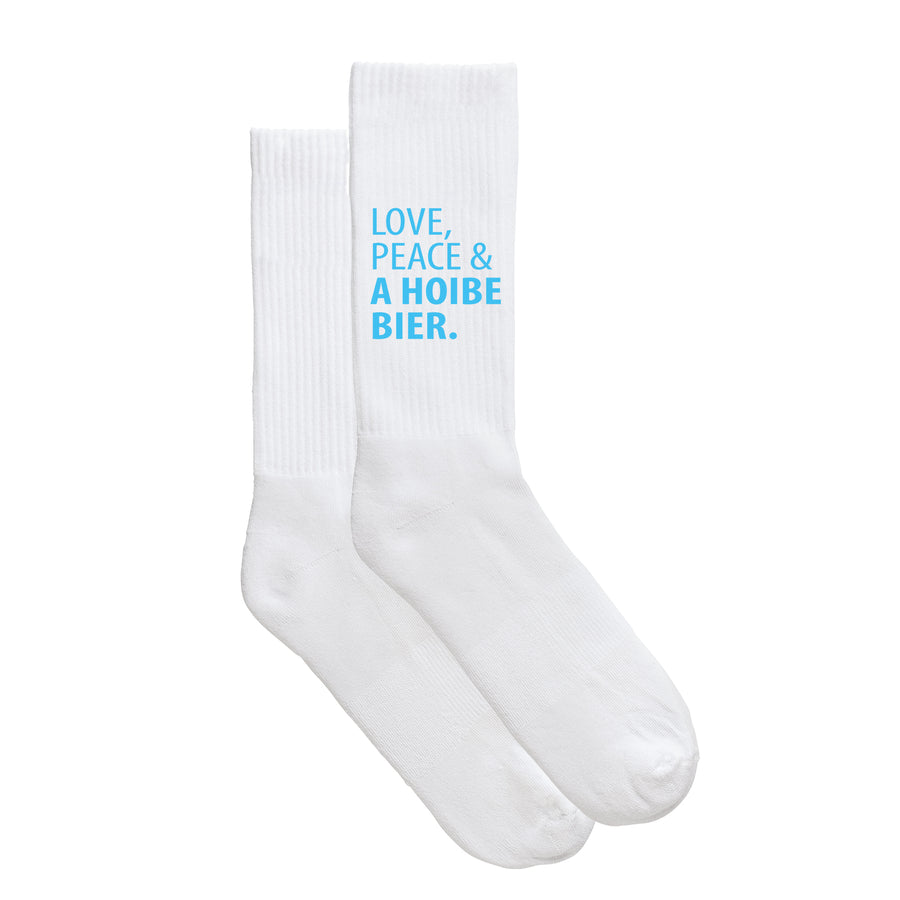 Sportsocken "Love, Peace & A Hoibe Bier" - meinherzschlag.de