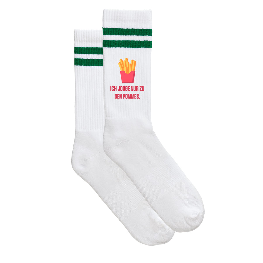 Sportsocken "Ich jogge nur zu den Pommes" - meinherzschlag.de