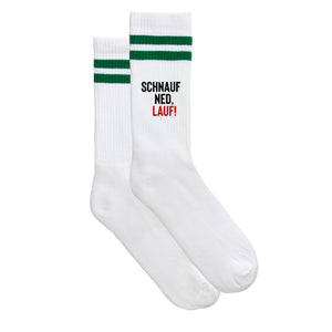Sportsocken "Schnauf ned, lauf!" von meinherzschlag – Produktbild 1 von 6.