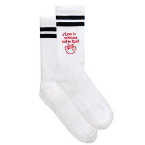 Sportsocken "s'Lem is scheena aufm Radl" von meinherzschlag – Produktbild 2 von 6.