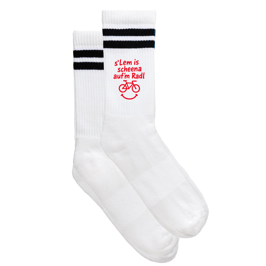 Sportsocken "s'Lem is scheena aufm Radl" von meinherzschlag – Produktbild 2 von 6.