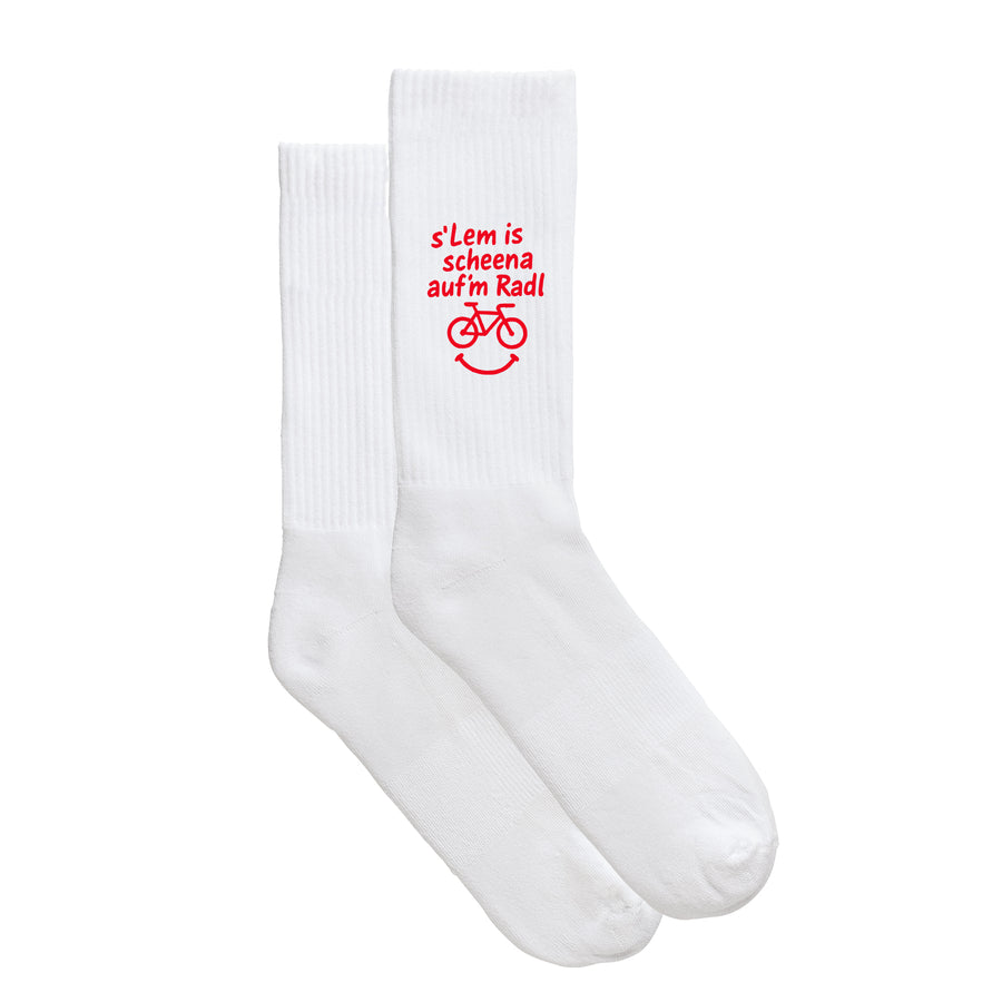 Sportsocken "s'Lem is scheena aufm Radl" von meinherzschlag – Produktbild 5 von 6.