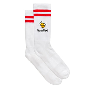 Sportsocken "Bier mit Wunschname" von meinherzschlag – Produktbild 1 von 6.