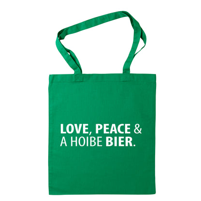 Tasche "Love, Peace & A Hoibe Bier" - meinherzschlag.de