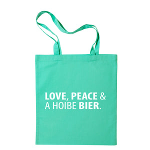Tasche "Love, Peace & A Hoibe Bier" - meinherzschlag.de