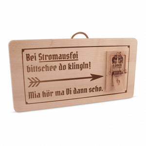 Holzschild "Stromausfoi" - meinherzschlag.de