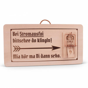 Holzschild "Stromausfoi" - meinherzschlag.de