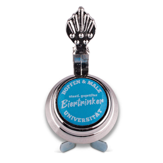 Bierflaschen Zinndeckel "Staatl. geprüfter Biertrinker" - meinherzschlag.de