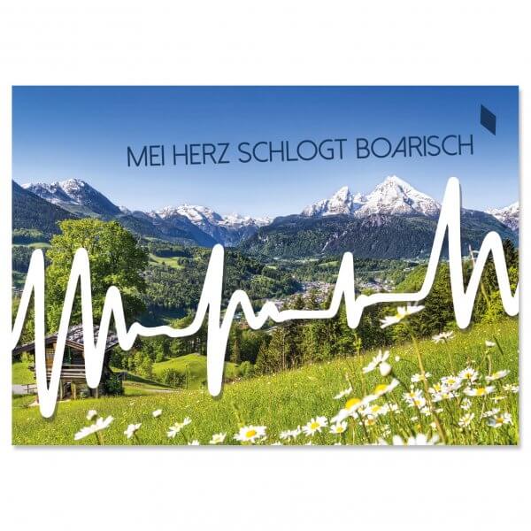 Postkarte "Mei Herz schlogt boarisch"