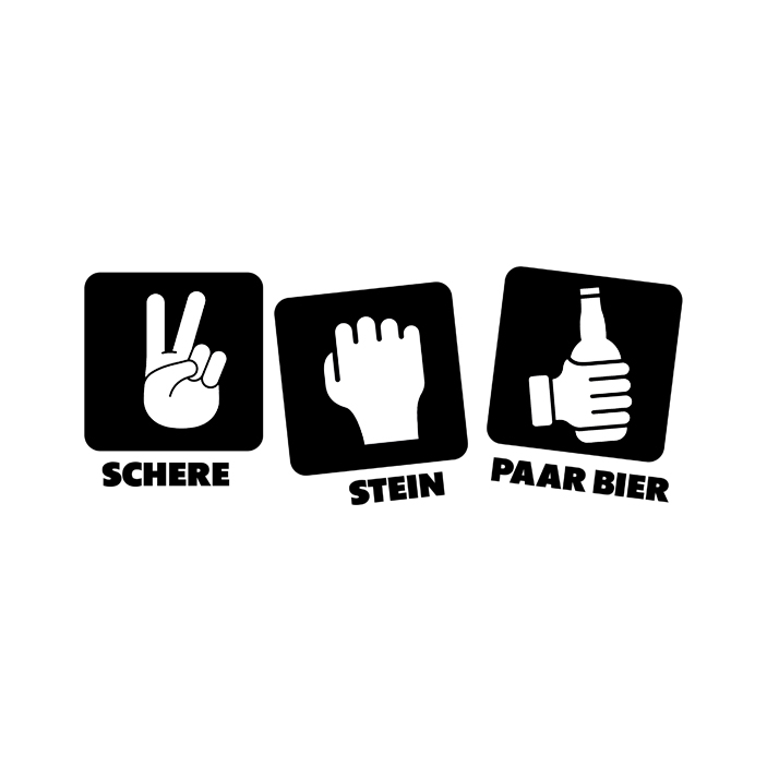 Schere, Steinn, Paar Bier