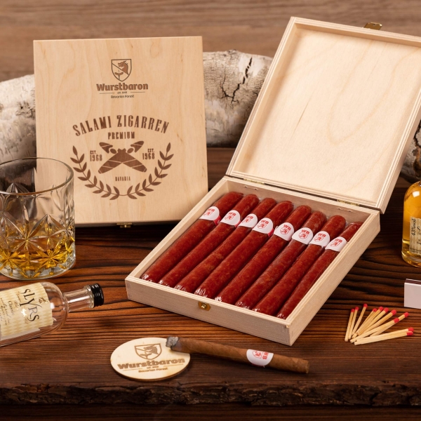 Holz-Geschenkbox "Salami-Zigarren"