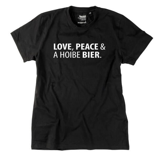 Herren-Shirt "Love, Peace & A Hoibe Bier"