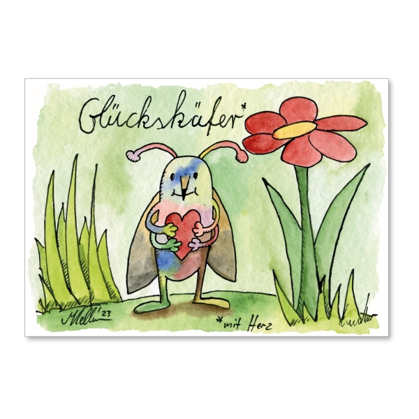 Postkarte "Glückskäfer mit Herz"