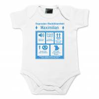 Baby Body "Bayrisches Qualitätsprodukt" mit Wunschname 56 blau