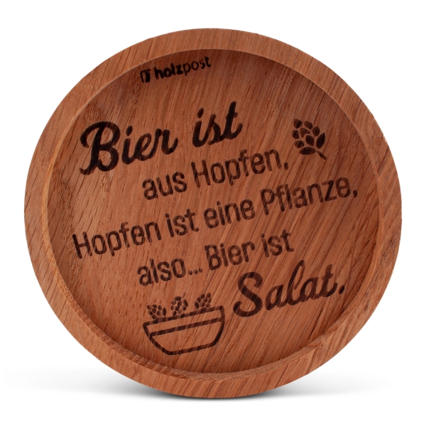Holz-Untersetzer "Bier ist Salat"