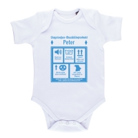 Baby Body "Bayrisches Qualitätsprodukt" mit Wunschname 56 blau