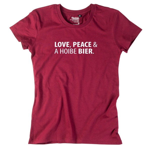 Damen-Shirt "Love, Peace & A Hoibe Bier"