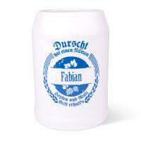 Bierkrug "Durscht" mit Wunschnamen blau