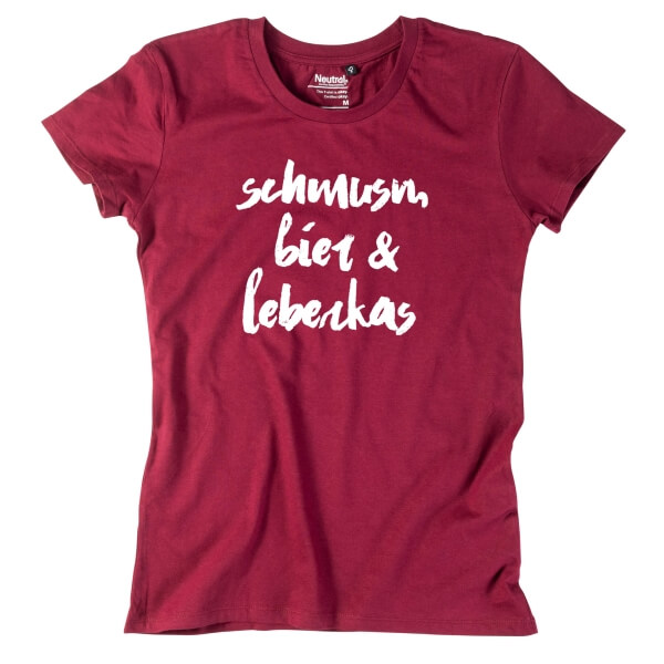 Damen-Shirt "schmusn, bier & leberkas"